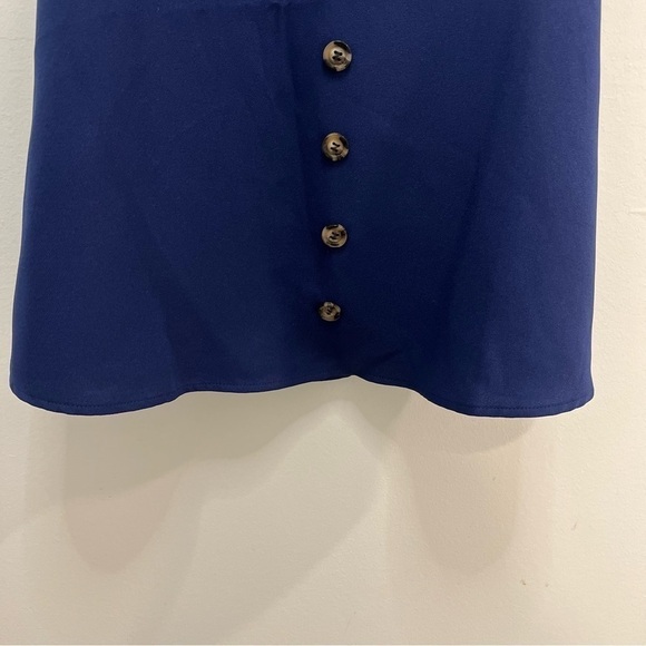 Shein Navy Scalloped Neck Button Tank - Picture 6 of 7